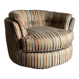 Mid Century Barrel Back Swivel Chair For Sale