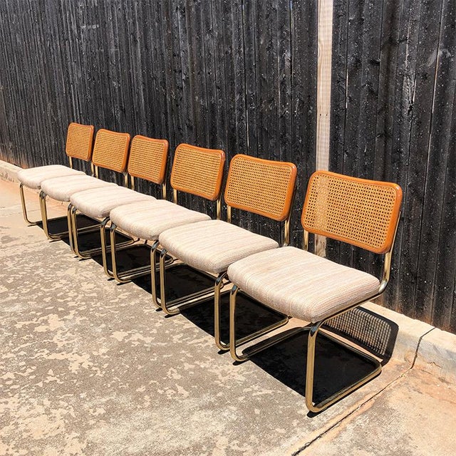 Chromcraft 1980s Vintage Cantilever Cane Marcel Breuer Style Tubular Dining Chairs Upholstered Seats Set of 6 For Sale - Image 4 of 13