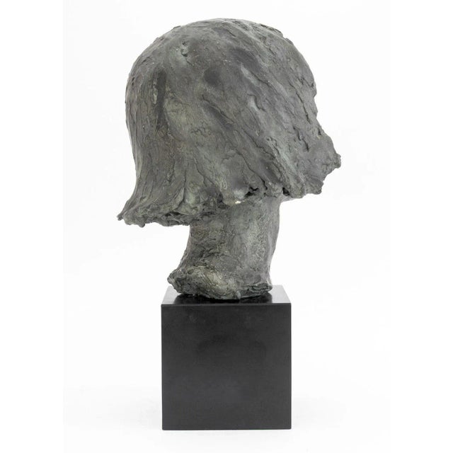 Metal Lily Landis Bronzed Spelter Female Portrait Bust For Sale - Image 7 of 9