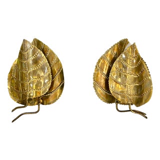 Gold Leaf Wall Appliques, 1960s, Set of 2 For Sale