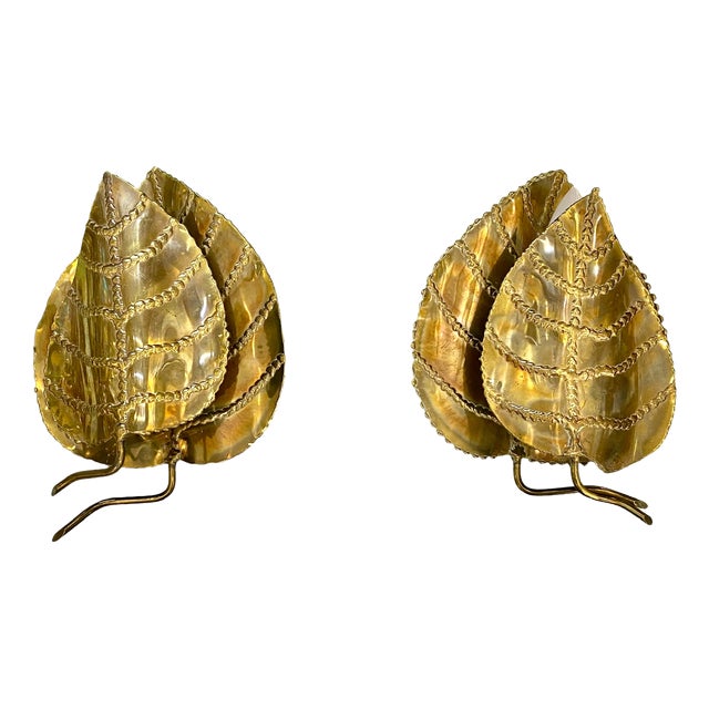 Gold Leaf Wall Appliques, 1960s, Set of 2 For Sale