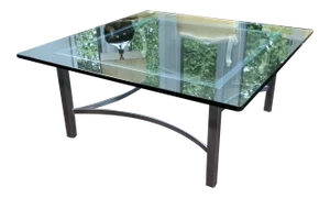 Contemporary Custom Glass and Wrought Iron Square Coffee Table