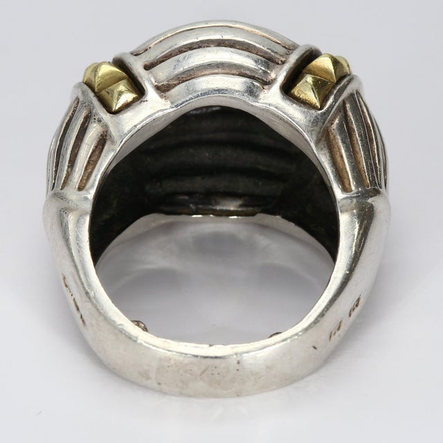 Mid 20th Century Lagos Caviar Sterling Silver & 18k Gold Dome Ring - Size 7.75 For Sale In Phoenix - Image 6 of 10