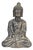 13.5" Black Brown Distressed Marks Small Stone Sitting Buddha Statue For Sale