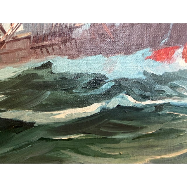 Late 20th Century Maritime Oil Painting by Humberto Fernandes (1937-2005), Sailing Ship Seascape For Sale - Image 5 of 13