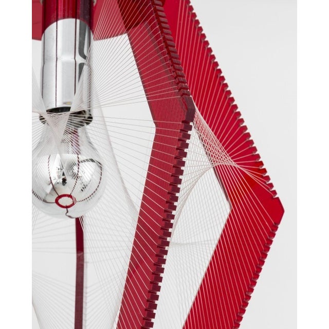 Atomic Age Lucite String & Red Acrylic Pendant For Sale In New York - Image 6 of 7