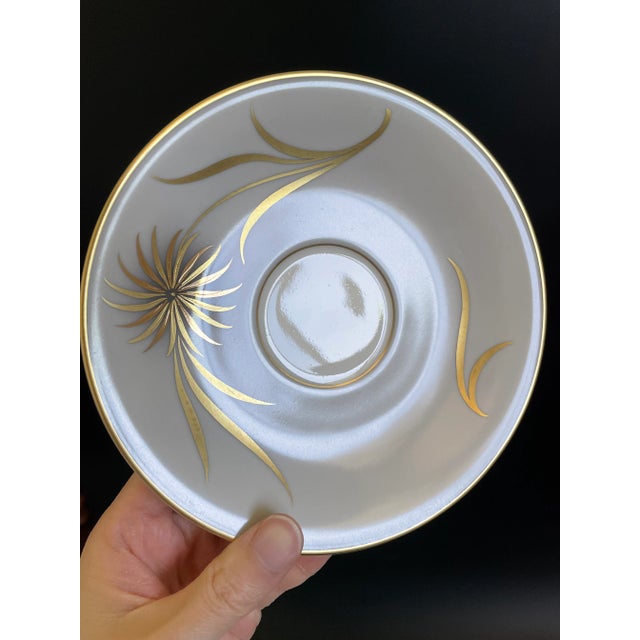 Gold Edelstein Bavaria 18258 Heavy Gold Gilt Flower Tea Set Trio - Teacup, Saucer and Plate For Sale - Image 8 of 13