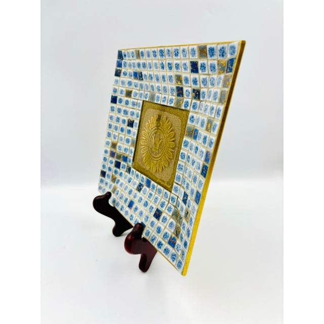 Mid-Century Modern Georges Briard Regalia Mid-Century Mosaic Tile & Glass Tray For Sale - Image 3 of 10