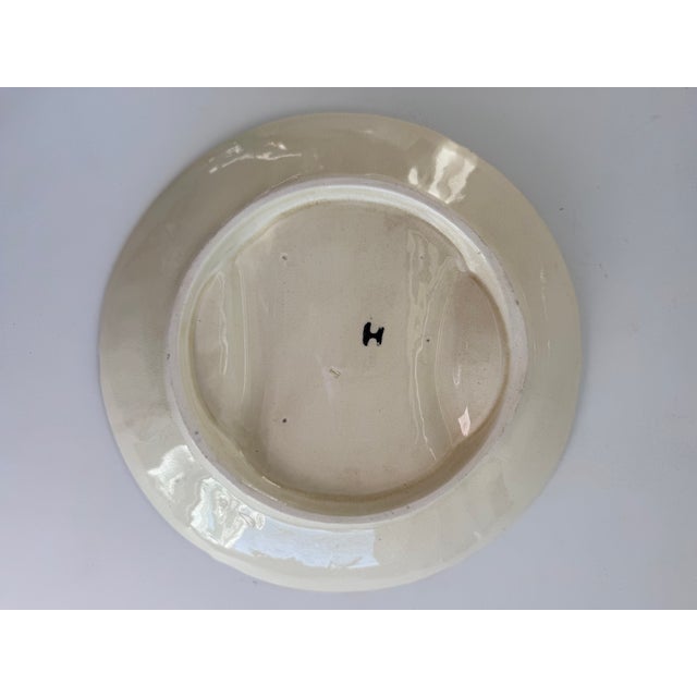 French Barbotine Majolica Asparagus Plate With Shell Sauce Well For Sale In San Francisco - Image 6 of 11