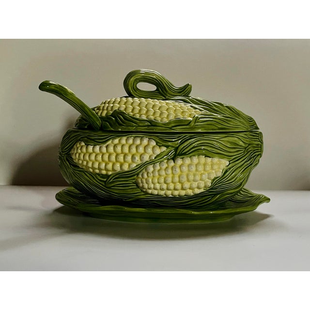 Mid 20th Covered Corn Tureen With Ladle & Serving Platter For Sale - Image 10 of 12