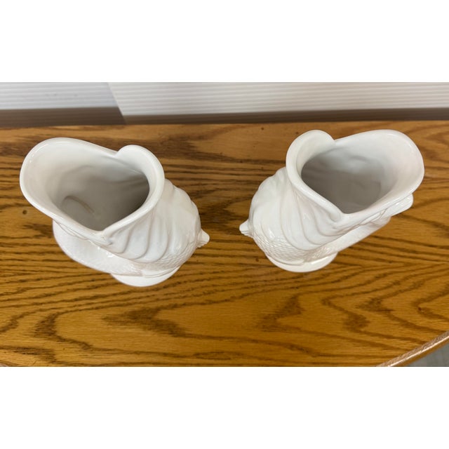 White Gluggle Fish-Shaped Jugs, Pair For Sale - Image 8 of 12