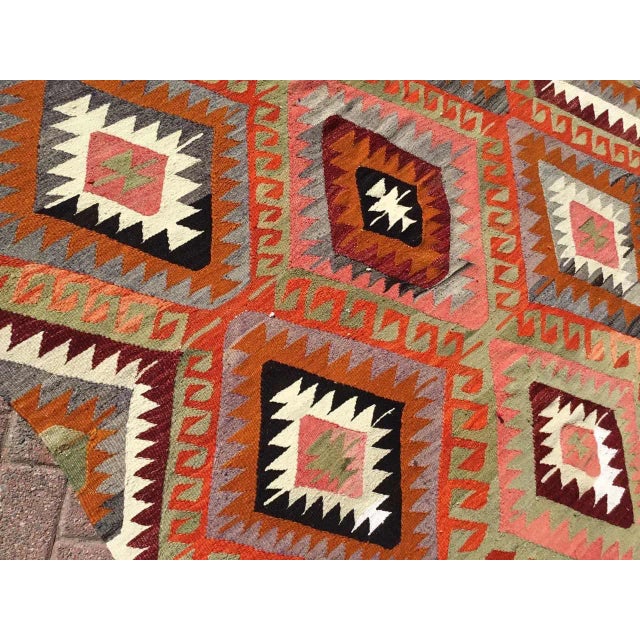 Burnt Orange Bohemian Kilim Rug - 68" X 109" For Sale - Image 4 of 11