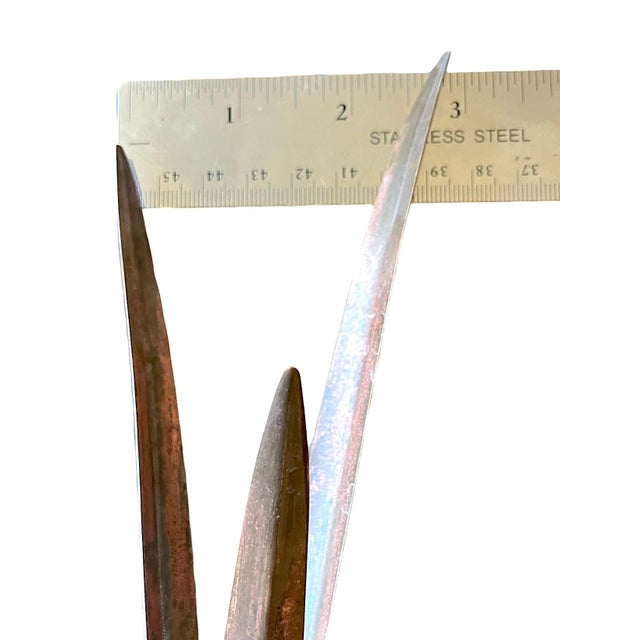 Vintage Sculptural Copper & Brass Bud Vase – Verdigris Patina – Carnivale 1985 Label For Sale In Jacksonville, FL - Image 6 of 6