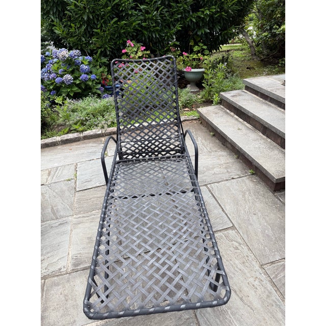 Metal Vintage Brown Jordan Tamiami Vinyl Strap Patio Chaise Lounges, a Pair For Sale - Image 7 of 9