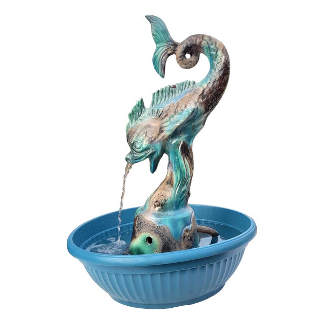 Earthenware Fountain Dolphin from Vallauris, 1950 For Sale
