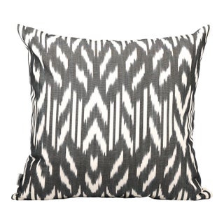 Black and White Ikat Pillow Cover For Sale