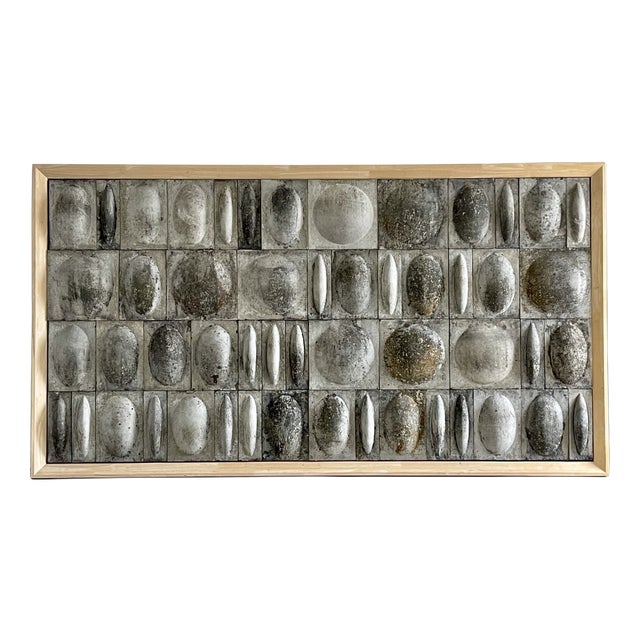 Sculptural and Decorative Wall Panel in Cement, 1960s For Sale