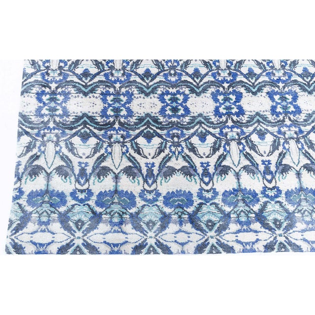 Blue Art Nouveau Style Floral Slate Gray Rug "Tidal" by Doris Leslie Blau For Sale - Image 8 of 8