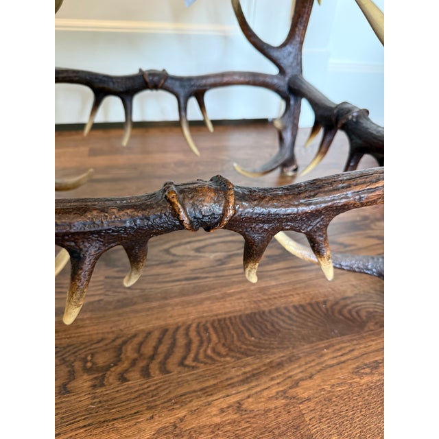 Victorian Faux Hide and Antler Ottoman For Sale - Image 3 of 9