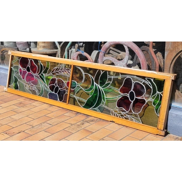 Large Art Nouveau Stained Glass Door Panel, 1900 For Sale - Image 6 of 6