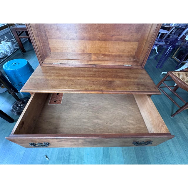 Mid 20th Century L. & j.g. Stickley Cherry Valley Solid Cherry Fall-Front Desk on Chest For Sale - Image 9 of 12