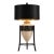 Vintage Mediterranean Textured Ceramic Tripod Urn Lamp With Black & Gold Shade For Sale