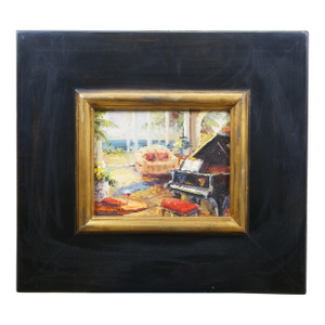Vintage Timeless Treasures Still Life Oil Painting Room With Piano Signed Framed