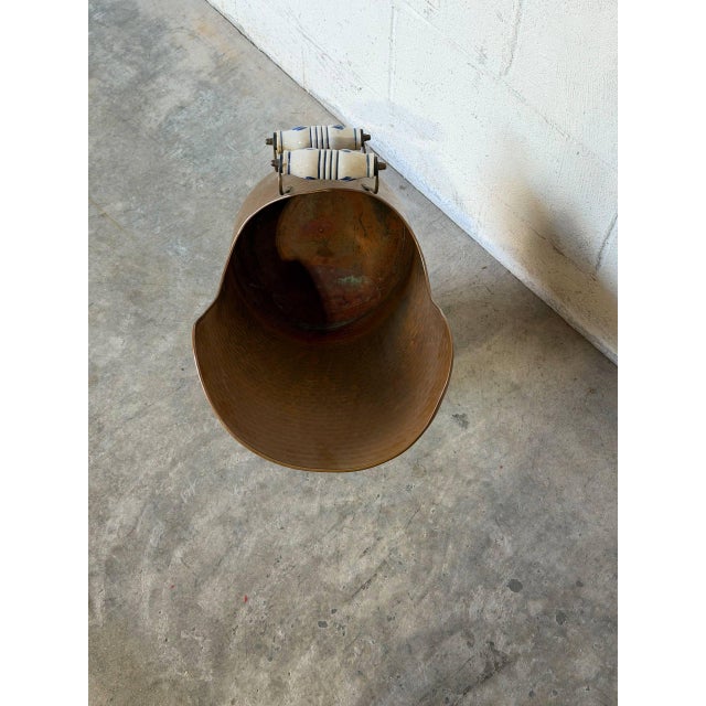 Hammered Copper Firewood Holder With Ceramic Handles Vintage Mid-Century Modern 1960s For Sale - Image 9 of 11