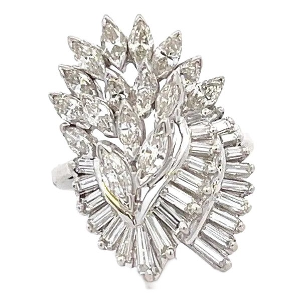 4919 Estate 2.75ct Diamond 14k White Gold Cascade Cocktail Ring Size 5.25 For Sale