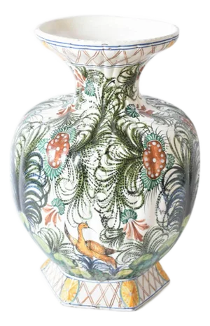 Large Ceramic Vase with Parrot Pattern, 1960s