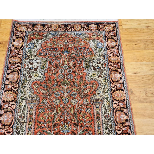 Turkish Vintage Turkish Silk Pictorial Rug, Tree of Life Design, Hand-Knotted, 3' x 4' For Sale - Image 3 of 10