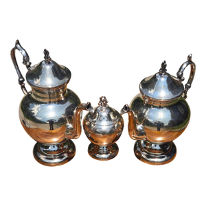 Vintage Silver Plate 3-Piece Coffee & Tea Service Set – Coffee Pot, Teapot & Covered Sugar Bowl