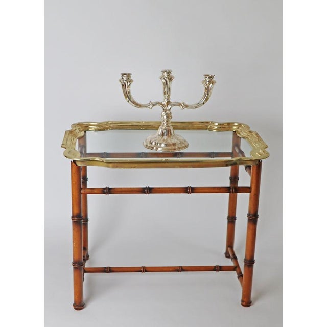Hollywood Regency Hand-Crafted Tray Table in Brass and Faux Bamboo, 1960s For Sale - Image 11 of 17