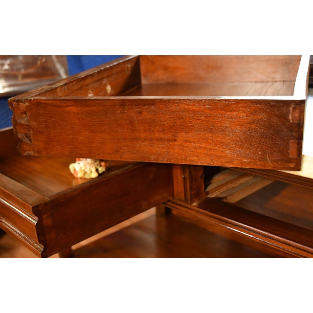 1910s Antique French Louis XV Walnut Marble Top Server Sideboard With Mirror For Sale - Image 13 of 18