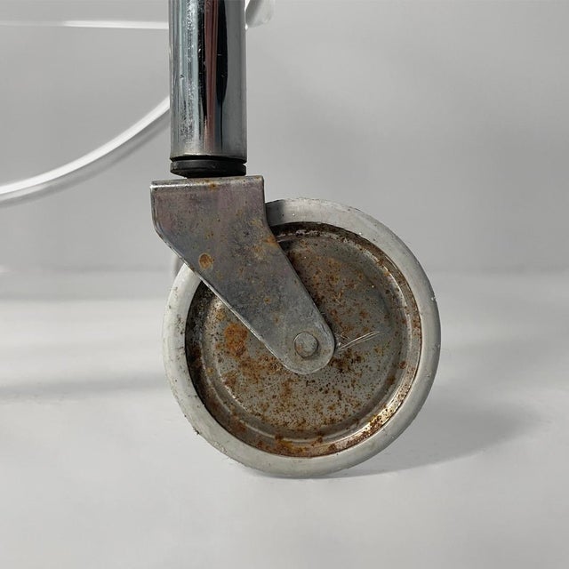 Italian Modern Cart in Steel and Glass with Casters, 1970s For Sale - Image 14 of 15