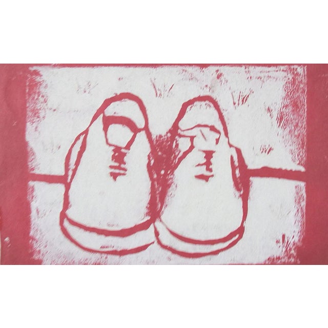 Mid-Century Modern Mid Century Block Print of Sneakers For Sale - Image 3 of 3