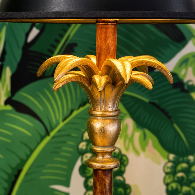 Vintage Hollywood Regency Gilt Coastal Palm Tree Table Lamps – A Pair For Sale - Image 4 of 7