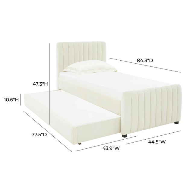 Cream Angela Velvet Cream Trundle in Twin For Sale - Image 8 of 8