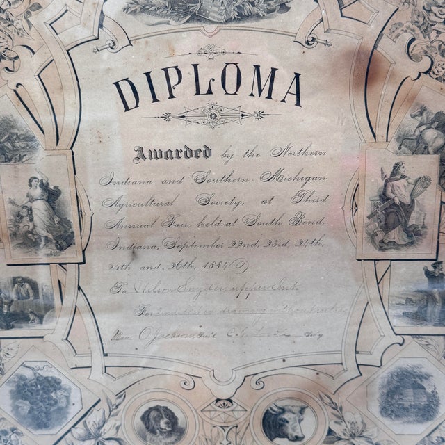 1884 Agricultural Fair Diploma Indiana Southern Michigan Americana For Sale - Image 4 of 12