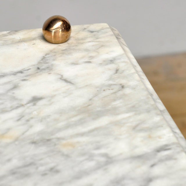 Metal Small Brass Table with Marble Top, 1910s For Sale - Image 7 of 17