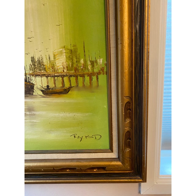 Mid 20th Century Mid-Century Nautical Oil Framed Painting by Raymond For Sale - Image 5 of 16