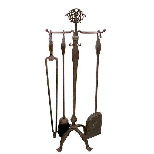 Early 20th Century 4 Pc. Arts and Crafts Fireplace Tool Set For Sale - Image 10 of 11