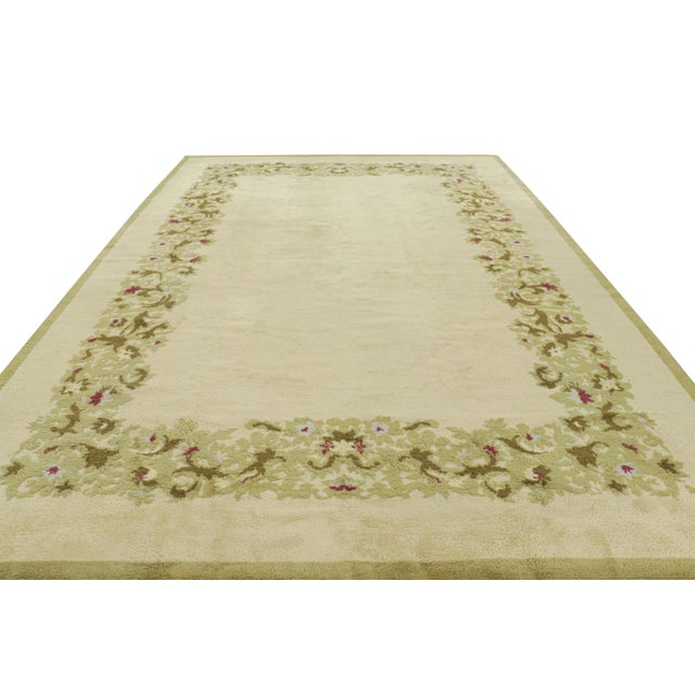 1920s Antique Leleu French Art Deco Rug in Green With Floral Patterns - Rug & Kilim For Sale - Image 5 of 7