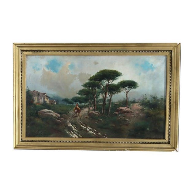 Realism Large Antique Oil on Canvas Landscape Painting C1907 For Sale - Image 3 of 13