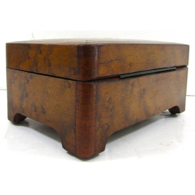 Brown Antique 19th Century Swiss Cylinder 4 Song Wooden Marquetry Inlay Music Box For Sale - Image 8 of 15