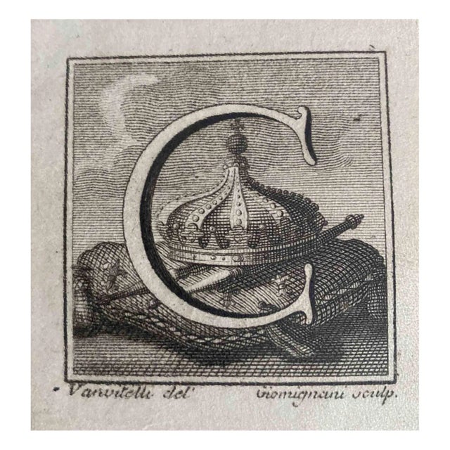 Old Master, Antiquities of Herculaneum, Letter C, Etching, 18th Century For Sale