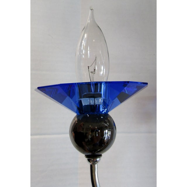 1980s Schonbek Rhiannon 6 Light Sapphire Chandelier For Sale - Image 10 of 12