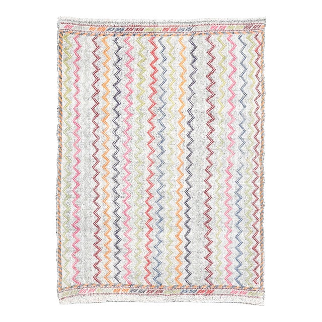 1970s Vintage Turkish Oushak Handmade Wool Cotton Gray Area Rug For Sale