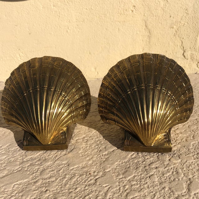 Mid 20th Century Brass Seashell Bookends - a Pair For Sale - Image 9 of 9