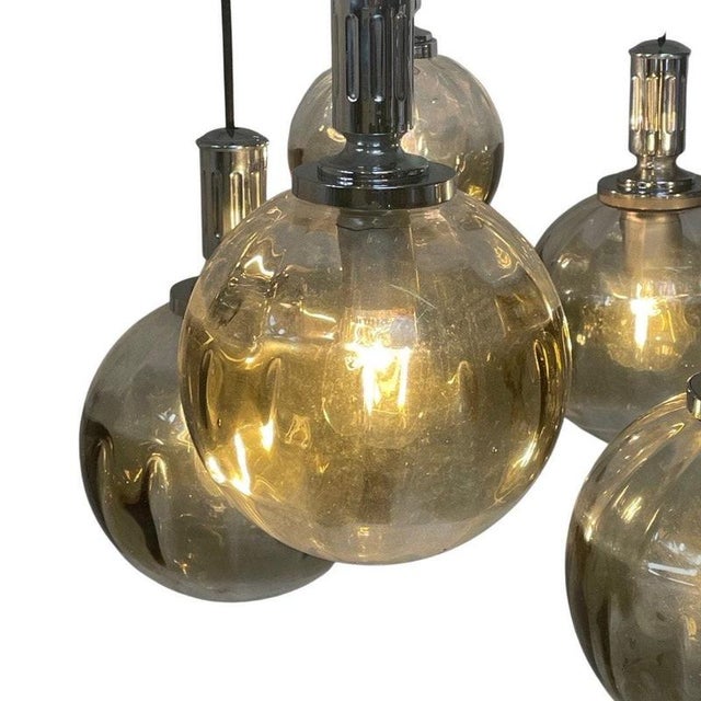 Vintage Cascade Hanging Pendant in Smoked Glass, 1960s For Sale - Image 6 of 11